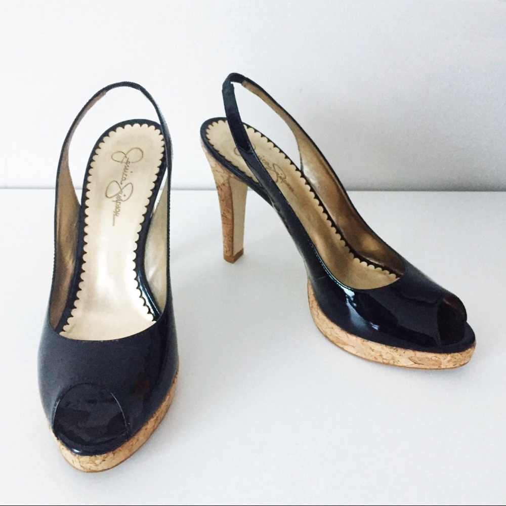 Jessica Simpson Black Open Toed Heels